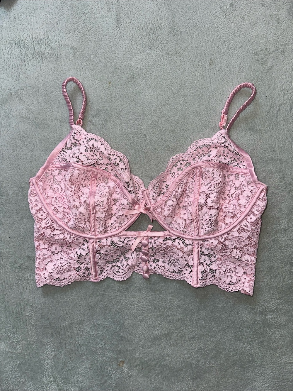 For Love & Lemons Pink Lace Longline Bralette